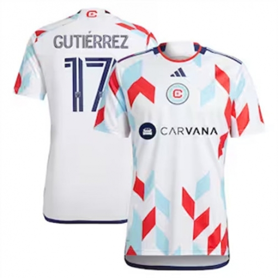 Men Chicago Fire Brian Gutierrez 2024 25 Away Replica White Men Chicago Fire Brian Gutierrez 2024 25 Away Replica White
