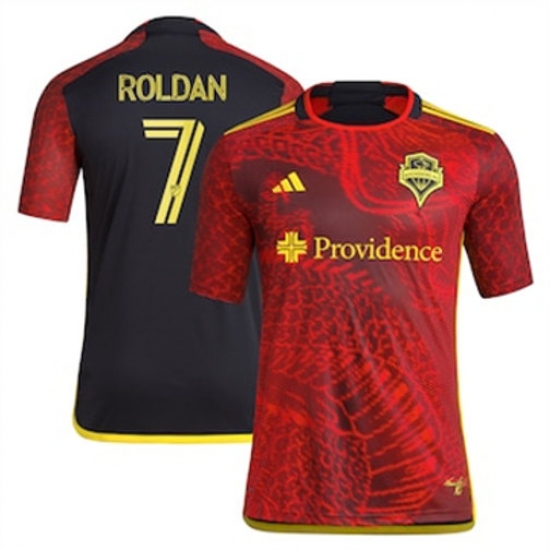 Men Seattle Sounders FC Cristian Roldan 2023 24 Away Replica Red Men Seattle Sounders FC Cristian Roldan 2023 24 Away Replica Red