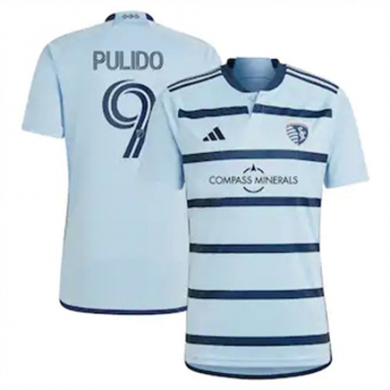 Men Sporting Kansas City Alan Pulido 2023 24 Home Replica Light Blue