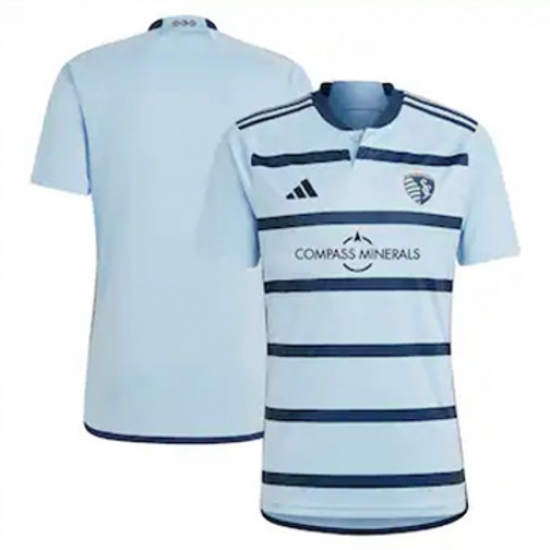 Men Sporting Kansas City Blank 2023 24 Home Replica Light Blue Men Sporting Kansas City Blank 2023 24 Home Replica Light Blue